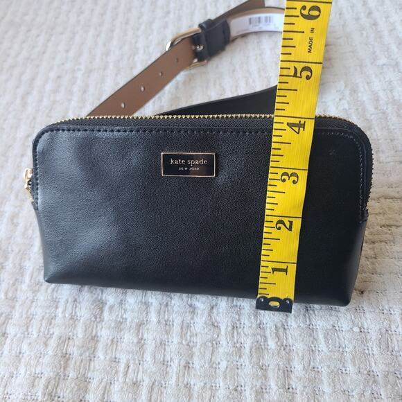Kate Spade New York Black Genuine Leather Belt Bag NWT Size Small Medium - Picture 8 of 12